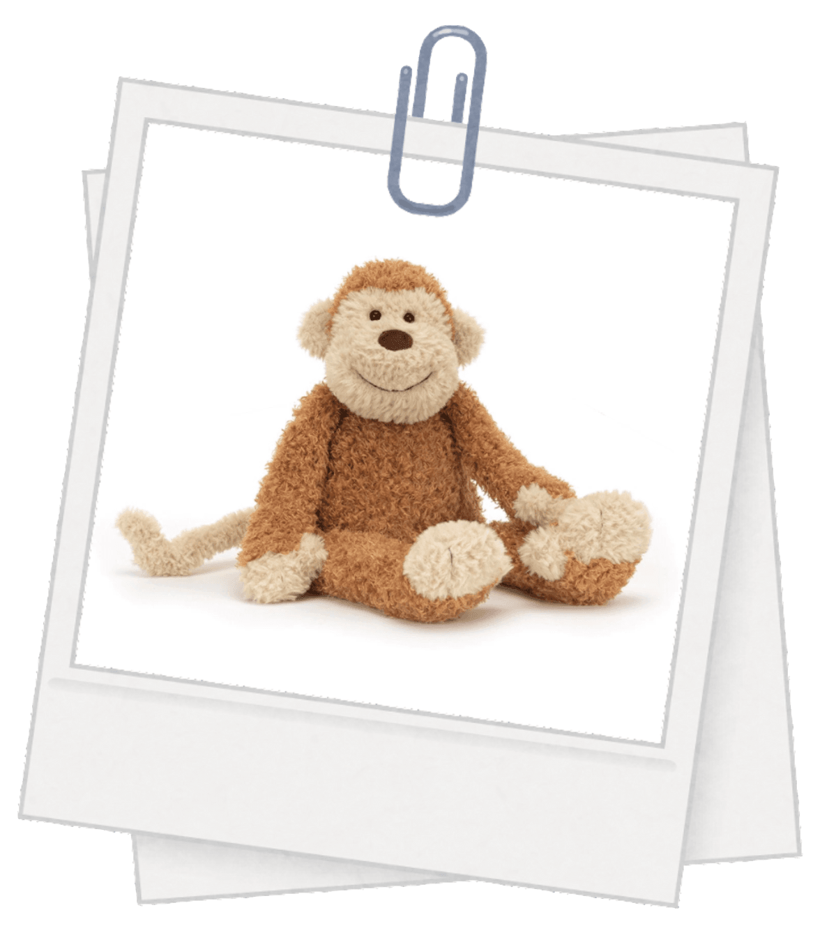 Polaroid billede af en abe bamse Polaroid billede af en abe bamse