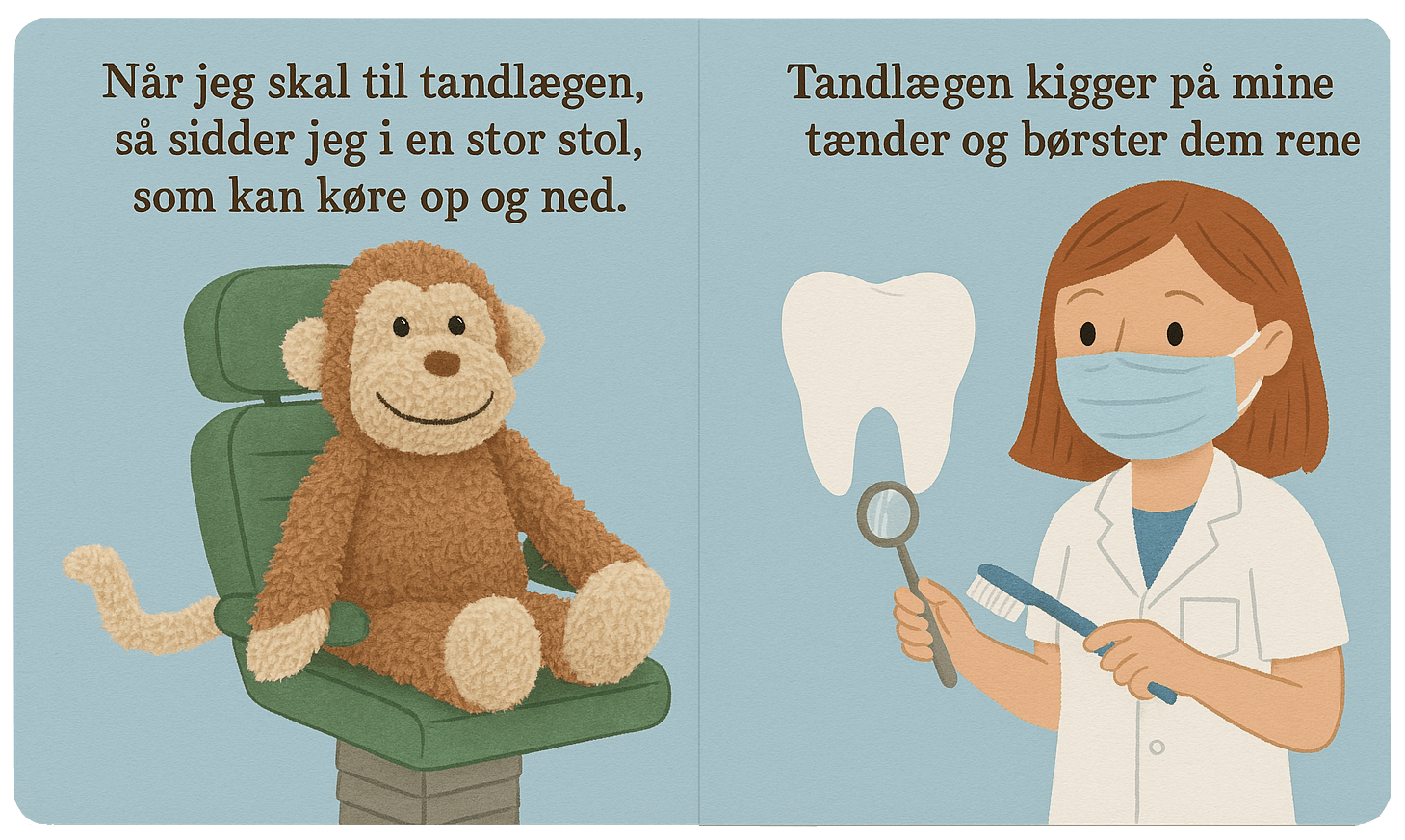 Bamsebog med abe ved tandlægen Bamsebog med abe ved tandlægen